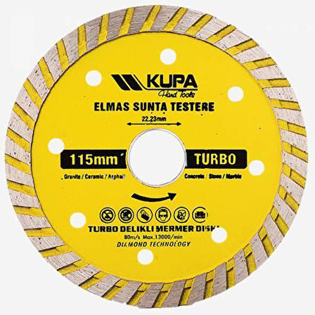 Kupa Elmas Turbo Daire Testere Kesme Taşı 115 mm.