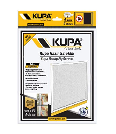 Kupa Hazır Sineklik Yapışkan Bantlı - Tek Kanat - 0.75 mm x 1.25 mt. - 1 Adet