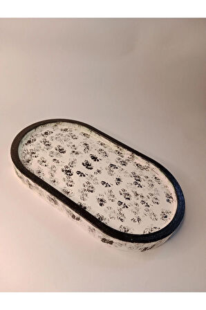 Siyah Beyaz Takı Kolye Küpe Tabağı Dekoratif Aksesuar Sunum Tabak