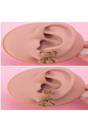 Sevimli kahverengi Peluş Tavşan küpe - Kızlar için Mini Bir Hediye