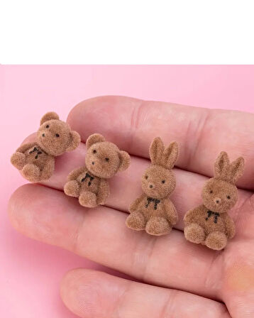 Sevimli kahverengi Peluş Ayı - Tavşan küpeler - Kızlar için Mini Bir Hediye