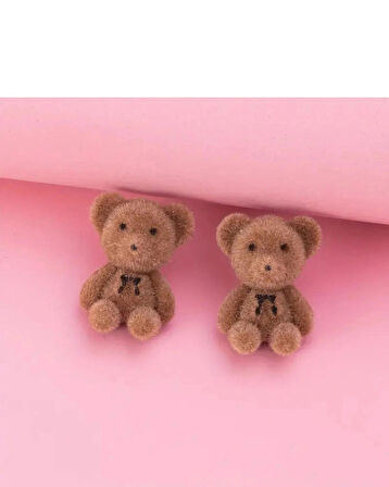 Sevimli kahverengi Peluş Ayı - Tavşan küpeler - Kızlar için Mini Bir Hediye