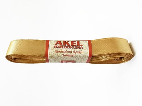 Dar Dokuma Altın Gold Saten Kurdele - 1 Cm. x 10 Metre - 10 Adet