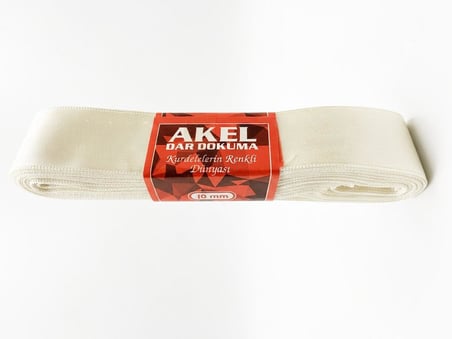 Dar Dokuma Beyaz Saten Kurdele - 1 Cm. x 10 Metre - 3 Adet