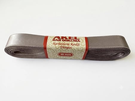 Dar Dokuma Gri Saten Kurdele - 1 Cm. x 10 Metre - 3 Adet