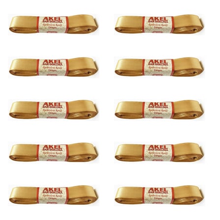 Dar Dokuma Altın Gold Saten Kurdele - 2 Cm. x 10 Metre - 10 Adet