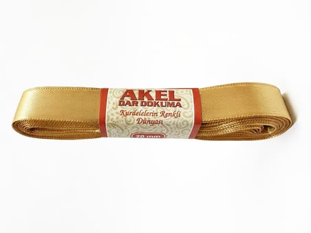 Dar Dokuma Altın Gold Saten Kurdele - 2 Cm. x 10 Metre - 3 Adet