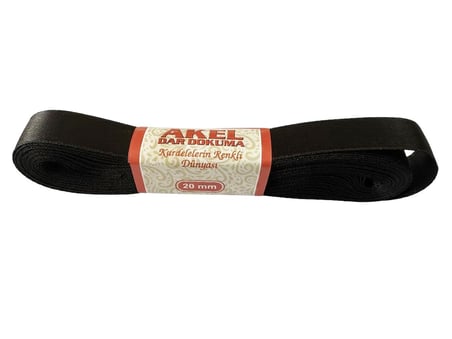 Akel Dar Dokuma Siyah Saten Kurdele - 2 Cm. x 10 Metre - 5 Adet