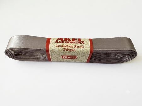 Akel Dar Dokuma Gri Saten Kurdele - 2 Cm. x 10 Metre - 1 Adet