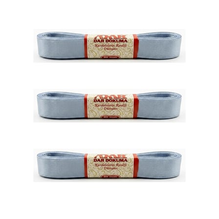 Dar Dokuma Açık Mavi Saten Kurdele - 2 Cm. x 10 Metre - 3 Adet