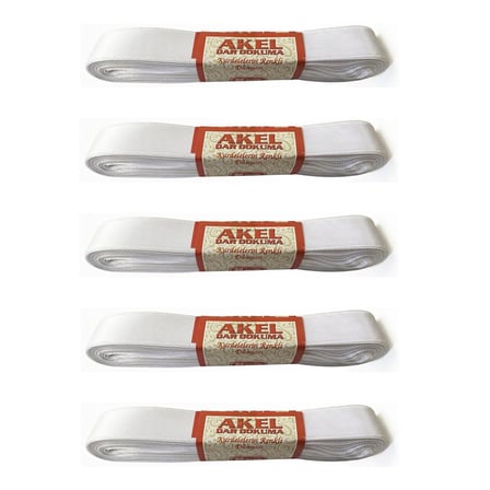 Akel Dar Dokuma Krem Saten Kurdele - 2 Cm. x 10 Metre - 5 Adet