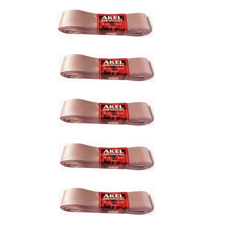Akel Dar Dokuma Toz Pembe Saten Kurdele - 3 Cm. x 10 Metre - 5 Adet