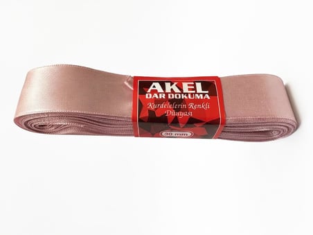 Akel Dar Dokuma Toz Pembe Saten Kurdele - 3 Cm. x 10 Metre - 5 Adet