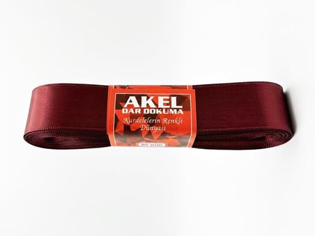 Akel Dar Dokuma Bordo Saten Kurdele - 3 Cm. x 10 Metre - 10 Adet