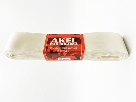 Akel Dar Dokuma Beyaz Saten Kurdele - 3 Cm. x 10 Metre - 1 Adet