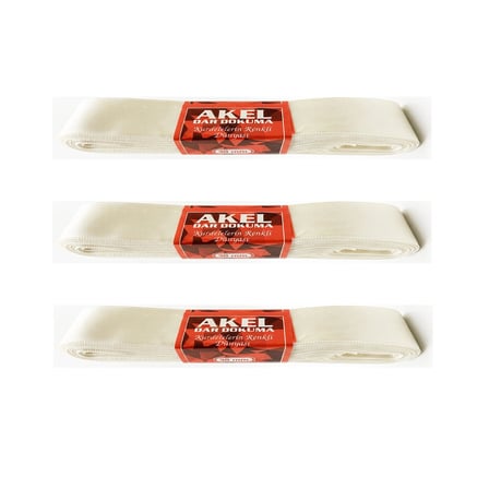 Akel Dar Dokuma Beyaz Saten Kurdele - 3 Cm. x 10 Metre - 3 Adet