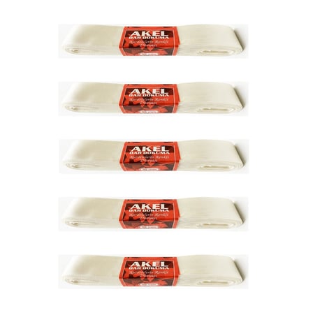 Akel Dar Dokuma Beyaz Saten Kurdele - 3 Cm. x 10 Metre - 5 Adet