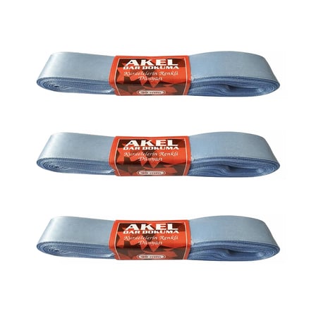Akel Dar Dokuma Açık Mavi Saten Kurdele - 3 Cm. x 10 Metre - 3 Adet