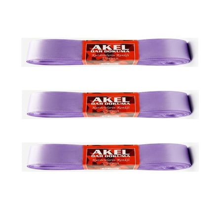Akel Dar Dokuma Lila Saten Kurdele - 3 Cm. x 10 Metre - 3 Adet