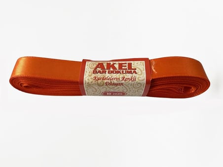 Dar Dokuma Turuncu Saten Kurdele - 1 Cm. x 10 Metre - 5 Adet