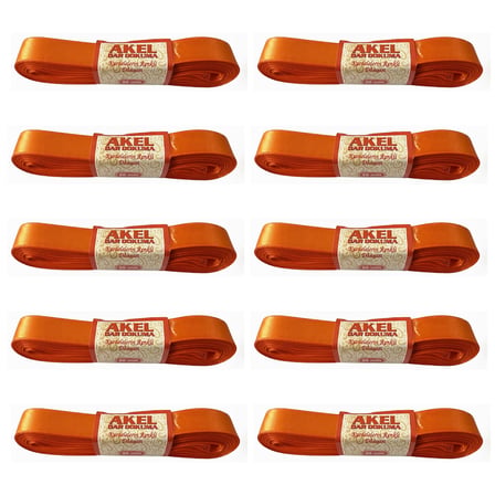 Akel Dar Dokuma Turuncu Saten Kurdele - 2 Cm. x 10 Metre - 10 Adet