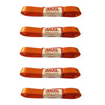 Akel Dar Dokuma Turuncu Saten Kurdele - 2 Cm. x 10 Metre - 5 Adet