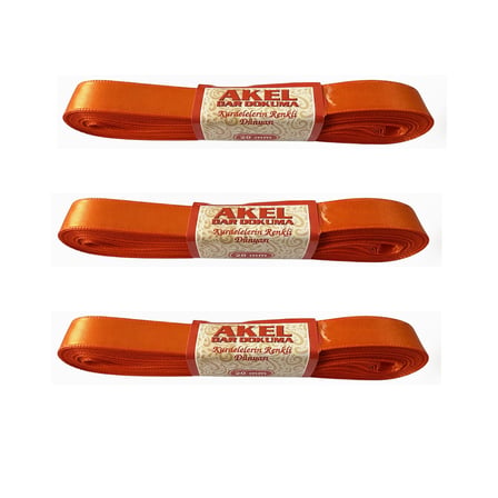 Akel Dar Dokuma Turuncu Saten Kurdele - 2 Cm. x 10 Metre - 3 Adet