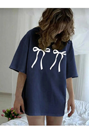 malkoçbey kurdela baskılı oversize unisex basic t-şhirt