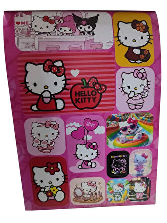 Kuromi ve Hello Kitty Sticker Albüm 1 Adet Büyük Albüm 16 Sayfa  Dev Sticker Etiketleri