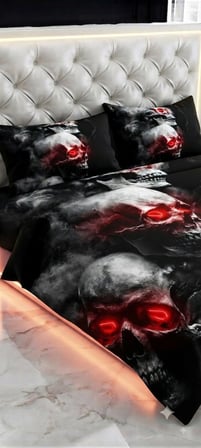 Özel Tasarım Marka Çift Kişilik Nevresim Takımı Organik Saten Pamuk Luxury Premium Kumaş 240*260 Cm Ranforce Dokuma Deluxe Kurukafa Rock Metal Müzik Etnik