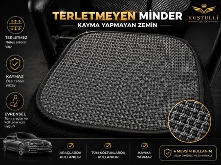 Kustulli Terletmeyen Kaydırmaz Tekli Minder (Gri)