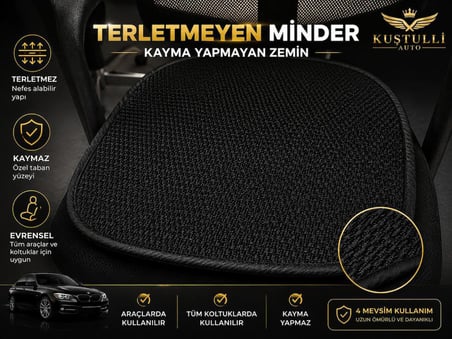 Kustulli Terletmeyen Kaydırmaz Tekli Minder (Siyah)