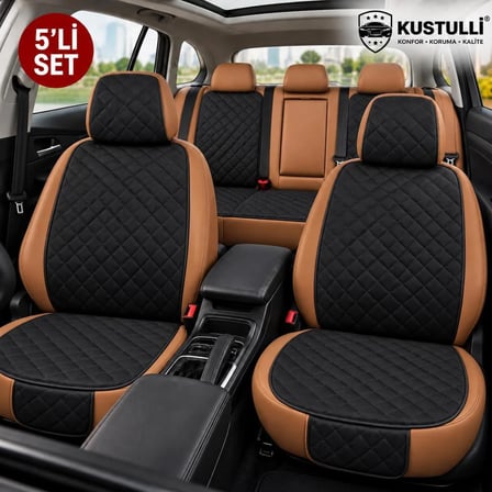 5'li Pilot Kapitone Terletmeyen Oto Koltuk Minder Cepli Model (Siyah)