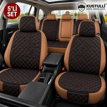 5'li Pilot Kapitone Terletmeyen Oto Koltuk Minder Cepli Model (Kırmızı)