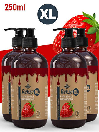 Rekze Masaj Yagı 4 Adet Etkili Vücüt Masaj Yağı Çilekli 250 ml