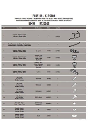 Gıvı Plr5108 Bmw R 1200 Gs-adventure (13-18)-r1250 Gs (19-20)-adventure (19-20) Yan Çanta Taşıyıcı