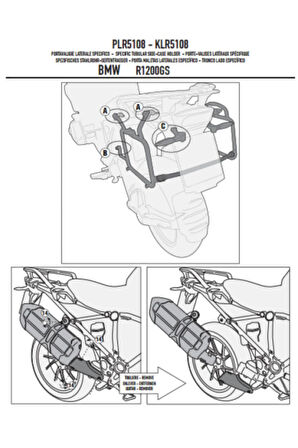 Gıvı Plr5108 Bmw R 1200 Gs-adventure (13-18)-r1250 Gs (19-20)-adventure (19-20) Yan Çanta Taşıyıcı