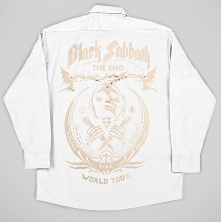Black Sabbath World Tour Müzik Grubu Baskılı Unisex Rock Metal Cepli Gömlek