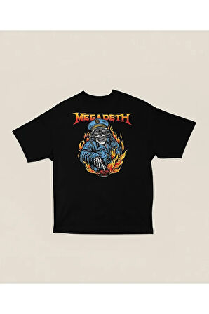 Megadeth Müzik Grubu Baskılı Unisex Oversize Rock Metal Tişört