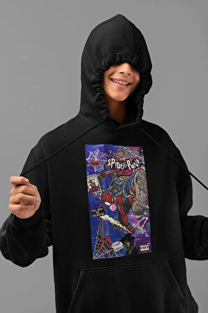 Spider-Punk Baskılı Unisex Oversize Örümcek Adam Hoodie