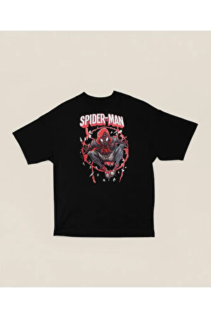Spider-Man Baskılı Unisex Oversize Örümcek Adam Tişört