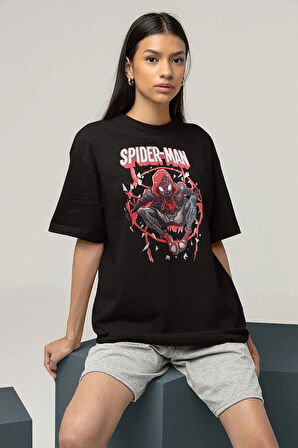 Spider-Man Baskılı Unisex Oversize Örümcek Adam Tişört