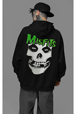 Misfits Müzik Grubu Baskılı Unisex Oversize Hoodie