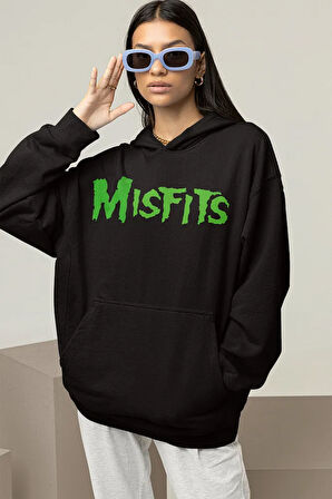 Misfits Müzik Grubu Baskılı Unisex Oversize Hoodie