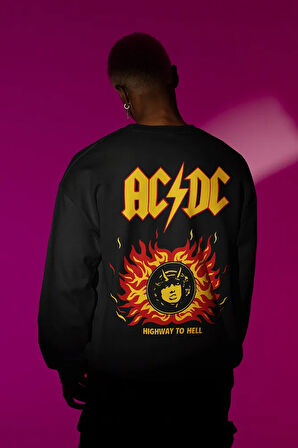 AC DC Müzik Grubu Baskılı Unisex Oversize Rock Metal Sweatshirt