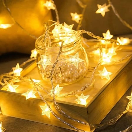 20 Adet Mini Yıldız Led 5 Metre Günışığı Rengi Dekoratif Led (K0)