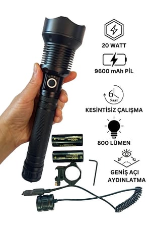 Wison WS-5412 Tüfek Feneri, Geniş Açı Avcı El Feneri 20 Watt (K0)
