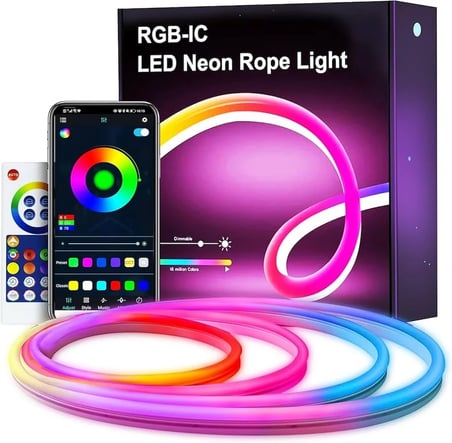 Neon LED Esnek Aydınlatma - RGB MAGIC SMART - 5 Metre Paket IP67 - Uzaktan Kumanda + Uygulama (K0)