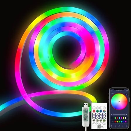 Neon LED Esnek Aydınlatma - RGB MAGIC SMART - 5 Metre Paket IP67 - Uzaktan Kumanda + Uygulama (K0)