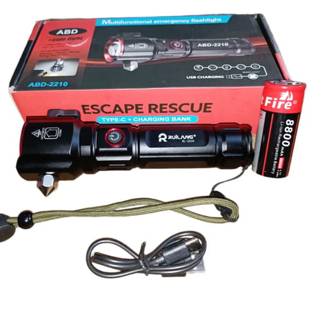 Şarjlı El Feneri  Yüksek Güçlü LED Işık USB ile Şarj ESCAPE RESCUE (K0)